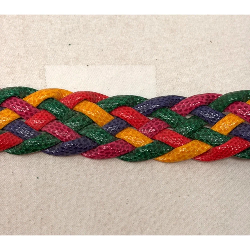 Vintage 90s Express Compagnie Internationale Multicolor Braided Pink Waist Belt